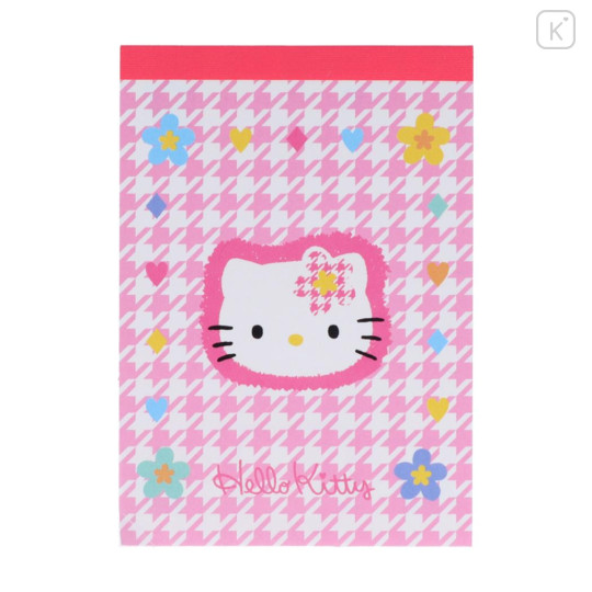 Japan Sanrio Mini Notepad - Houndstooth / Hello Kitty 50th Anniversary - 1