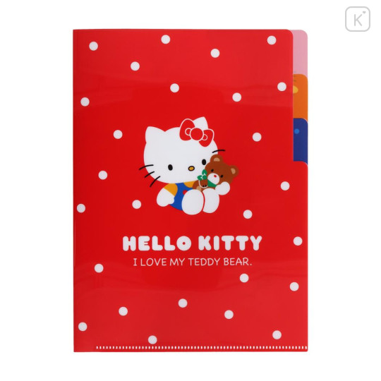 Japan Sanrio 3 Pockets A5 Clear File - My Bear / Hello Kitty 50th Anniversary - 1