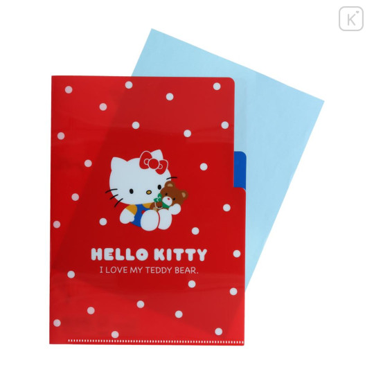 Japan Sanrio 3 Pockets A5 Clear File - My Bear / Hello Kitty 50th Anniversary - 3