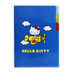 Japan Sanrio 3 Pockets A5 Clear File - Plane / Hello Kitty 50th Anniversary