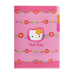 Japan Sanrio 3 Pockets A5 Clear File - Flora / Hello Kitty 50th Anniversary