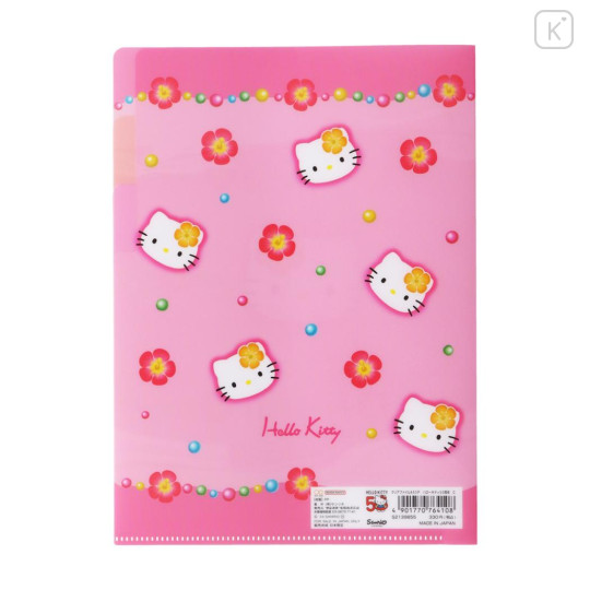 Japan Sanrio 3 Pockets A5 Clear File - Flora / Hello Kitty 50th Anniversary - 2