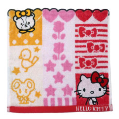 Japan Sanrio Jacquard Hand Towel Handkerchief - Hello Kitty / Friend