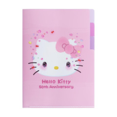 Japan Sanrio 3 Pockets A5 Clear File - Hello Kitty 50th Anniversary F