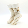 Japan Mofusand Embroidery Crew Socks - Bread Cat / Pan Nyan Ivory - 2