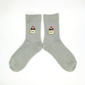 Japan Mofusand Embroidery Crew Socks - Pudding Cat / Purin Nyan Gray - 1