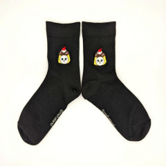 Japan Mofusand Embroidery Crew Socks - Pudding Cat / Purin Nyan Black