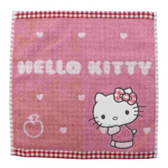 Japan Sanrio Jacquard Hand Towel Handkerchief - Hello Kitty / Grid