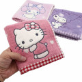 Japan Sanrio Jacquard Hand Towel Handkerchief - Hello Kitty / Grid - 3