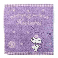 Japan Sanrio Jacquard Hand Towel Handkerchief - Kuromi / Grid
