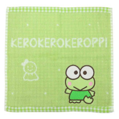 Japan Sanrio Jacquard Hand Towel Handkerchief - Keroppi / Grid