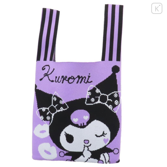 Japan Sanrio Mini Tote Bag - Kuromi / Black & Purple - 1