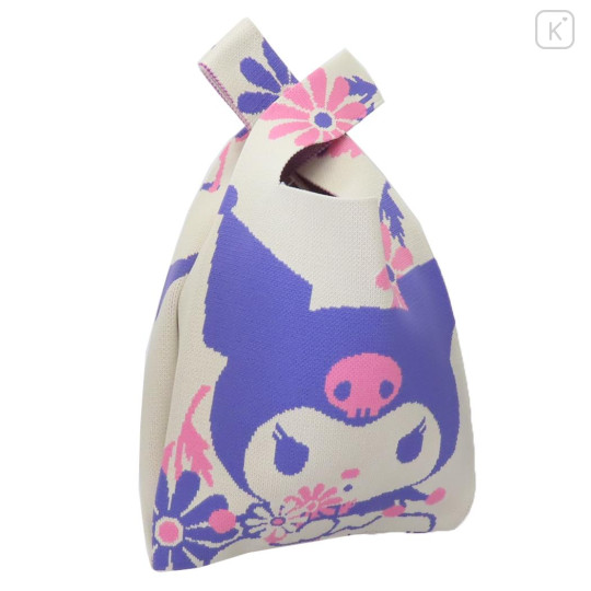 Japan Sanrio Mini Tote Bag - Kuromi / Beige & Purple - 2