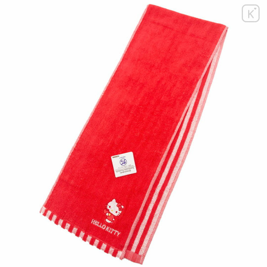 Japan Sanrio Sports Towel - Hello Kitty / Red Stripe - 1