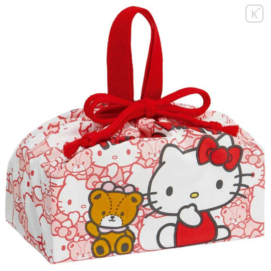 Japan Sanrio Drawstring Pouch & Lunch Bag - Hello Kitty & Bear - 1