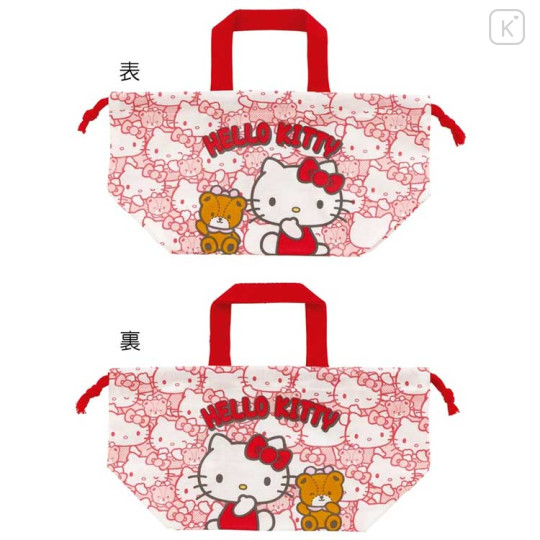 Japan Sanrio Drawstring Pouch & Lunch Bag - Hello Kitty & Bear - 2