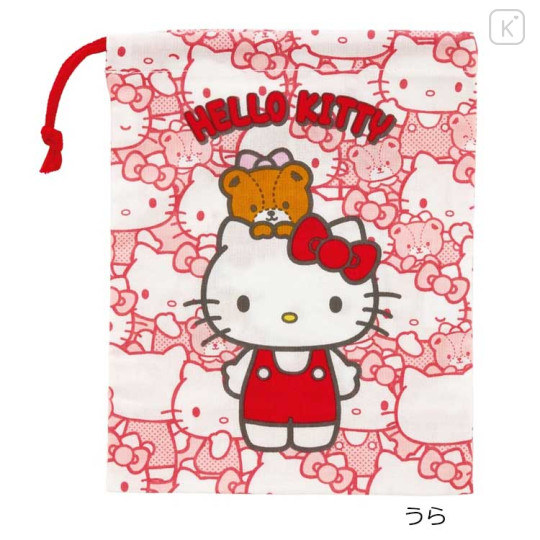 Japan Sanrio Drawstring Pouch - Hello Kitty & Bear - 2