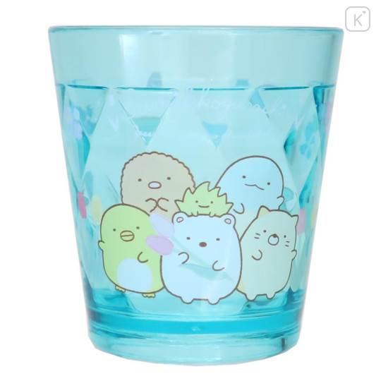 Japan San-X Acrylic Tumbler - Sumikko Gurashi / Flower Garden Blue - 1