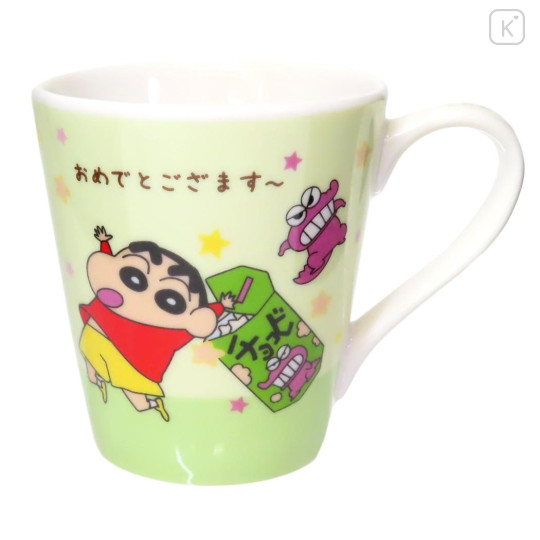 Japan Crayon Shin-chan Mug - Congratulations / Light Green - 1