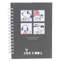 Japan Peanuts A6 Ring Notebook - Snoopy / Joe Cool Black