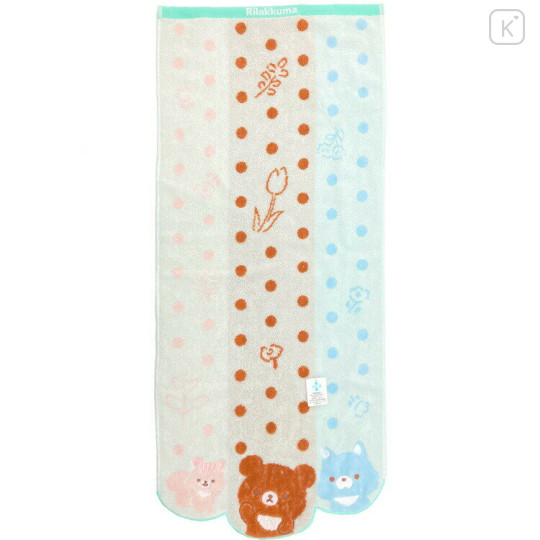 Japan San-X Jacquard Face Towel - Chairoikoguma & Forest Friends / Dots - 1