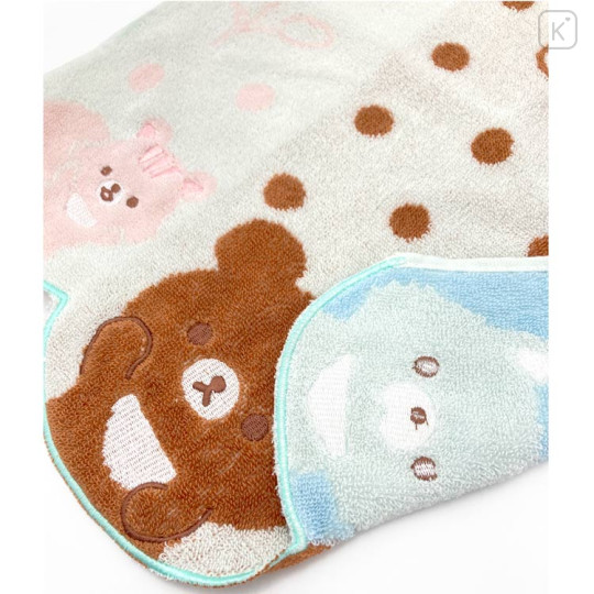 Japan San-X Jacquard Face Towel - Chairoikoguma & Forest Friends / Dots - 2