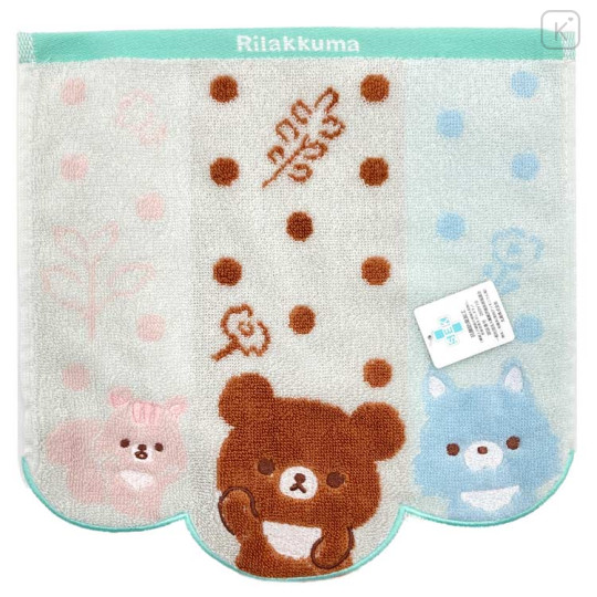 Japan San-X Jacquard Hand Towel Handkerchief - Chairoikoguma & Forest Friends / Dot - 1