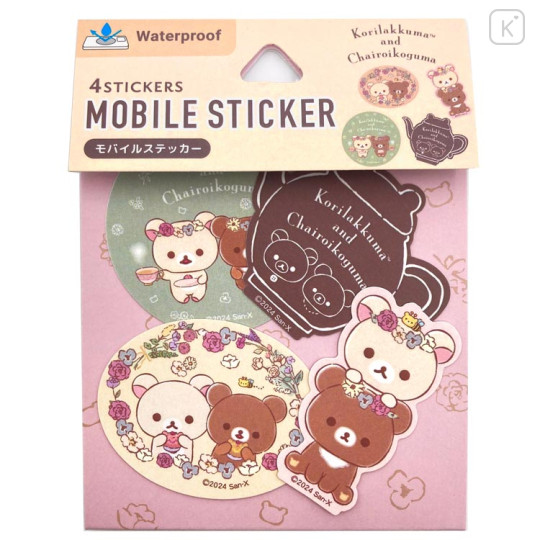 Japan San-X Waterproof Mobile Sticker Pack - Chairoikoguma & Korilakkuma : Flower Tea Time - 1