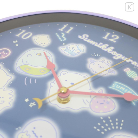 Japan San-X Luminous Wall Clock - Sumikko Gurashi / Ghost Night Park Purple - 3