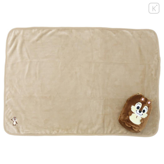 Japan Disney Nap Blanket with Mascot Drawstring - Chip - 1