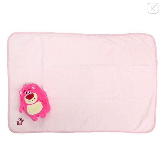 Japan Disney Nap Blanket with Mascot Drawstring - Lotso - 1