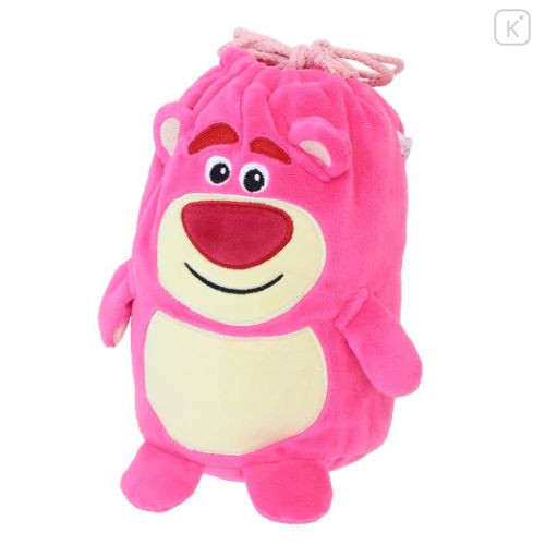 Japan Disney Nap Blanket with Mascot Drawstring - Lotso - 5