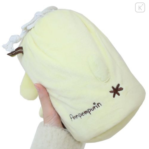 Japan Sanrio Nap Blanket with Mascot Drawstring - Pompompurin - 5