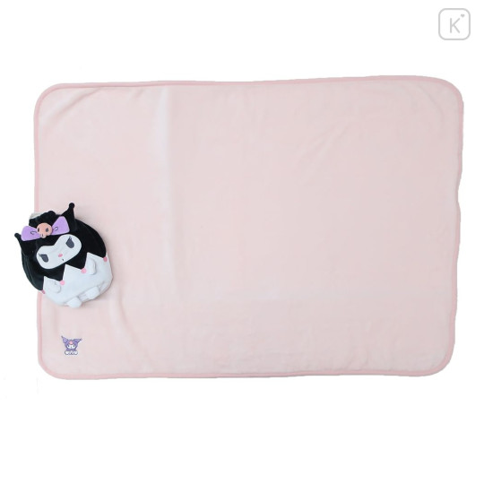 Japan Sanrio Nap Blanket with Mascot Drawstring - Kuromi - 1