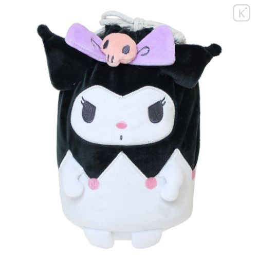 Japan Sanrio Nap Blanket with Mascot Drawstring - Kuromi - 4