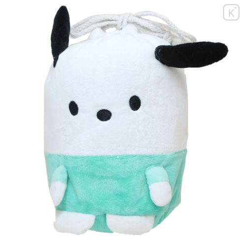 Japan Sanrio Nap Blanket with Mascot Drawstring - Pochacco - 4