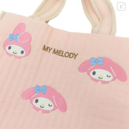 Japan Sanrio Die-cut Embroidery Quilted Tote Bag - My Melody - 4