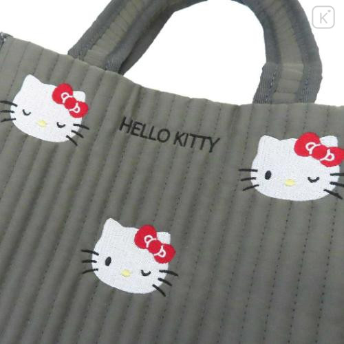 Japan Sanrio Die-cut Embroidery Quilted Tote Bag - Hello Kitty - 4