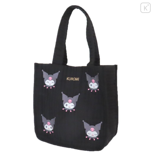 Japan Sanrio Die-cut Embroidery Quilted Tote Bag - Kuromi - 1