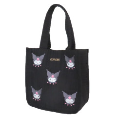 Japan Sanrio Die-cut Embroidery Quilted Tote Bag - Kuromi