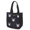 Japan Sanrio Die-cut Embroidery Quilted Tote Bag - Kuromi - 1