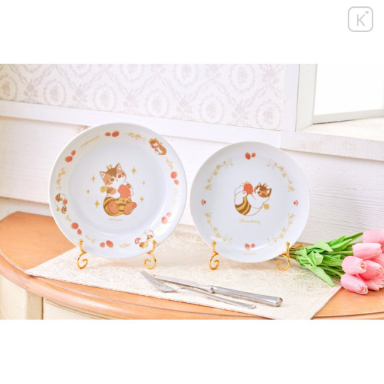 Japan Mofusand Mofumofu Store Plate - Cat / Strawberry Bee Pasta - 2