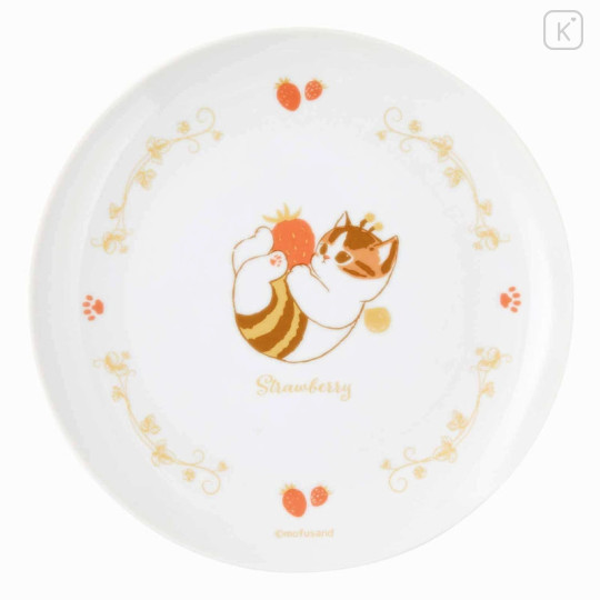 Japan Mofusand Mofumofu Store Plate - Cat / Strawberry Bee Toast - 1