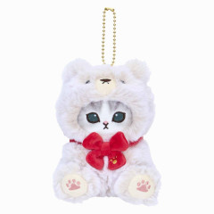 Japan Mofusand Exhibition Mascot Holder - Cat / Teddy Bear Nyan White