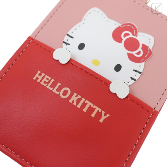 Japan Sanrio Pass Case Card Holder with Reel - Hello Kitty / Hide And Seek - 3