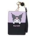 Japan Sanrio Pass Case Card Holder with Reel - Kuromi / Hide And Seek - 1