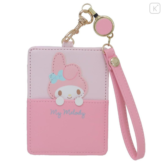 Japan Sanrio Pass Case Card Holder with Reel - My Melody / Hide And Seek - 1