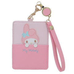 Japan Sanrio Pass Case Card Holder with Reel - My Melody / Hide And Seek