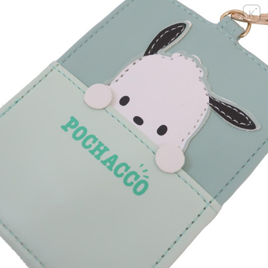 Japan Sanrio Pass Case Card Holder with Reel - Pochacco / Hide And Seek - 3