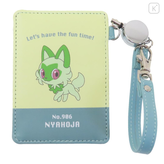 Japan Pokemon Pass Case Card Holder with Reel - Sprigatito / Fun Time - 1